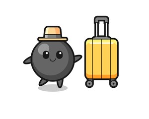 Obraz na płótnie Canvas dot symbol cartoon illustration with luggage on vacation
