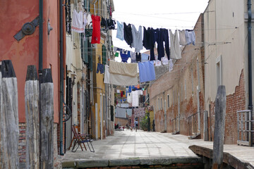 A street of Venice full of Laundry