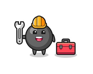Mascot cartoon of dot symbol as a mechanic
