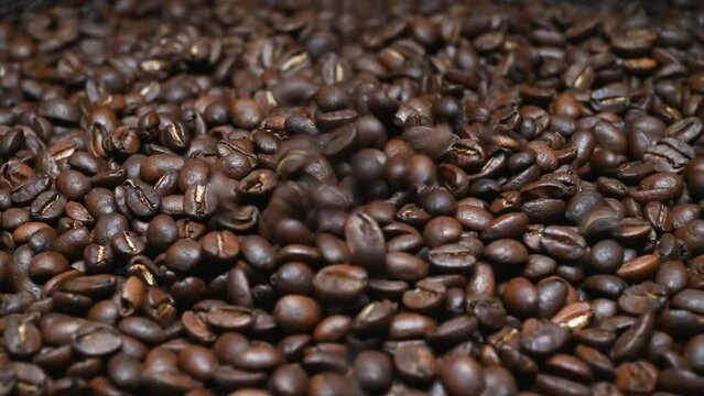 Pouring coffee beans