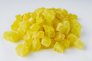 colored candied fruits on a white background