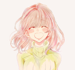 感動的な表情の女性