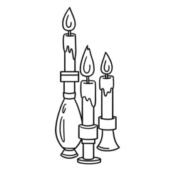 Thanksgiving Candle Centerpiece Isolated Coloring 