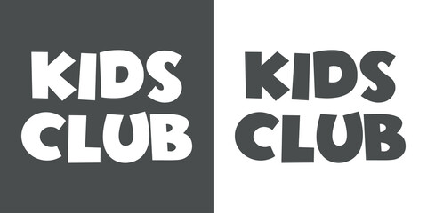 Obraz premium Texto Kids Club para su uso en banner, carteles y tarjetas en fondo gris y fondo blanco