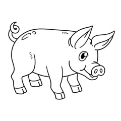 Pig Coloring Page Isolated for Kids