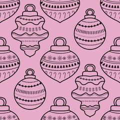 New year seamless Christmas tree balls pattern for fabrics and packaging and gifts and linens and kids