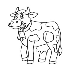 Cow Coloring Page Isolated for Kids