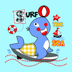 Seals surf cartoon vector design