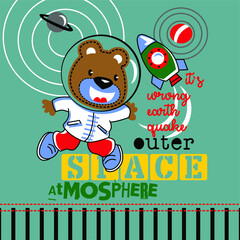Bear astronaut cartoon vector design
