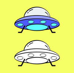 ufo doodle coloring book for kids vector design illustration line art