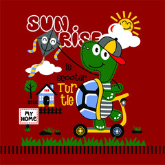 Scooter turtle cartoon vector design
