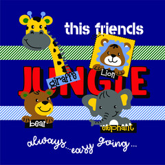 Obraz premium Jungle friends cartoon vector design