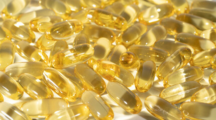 Food supplement oil filled fish oil, omega 3, omega 6, omega 9, vitamin A, vitamin D, vitamin E, flaxseed oil.