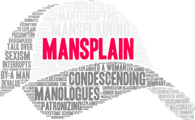 Mansplain Word Cloud on a white background. 