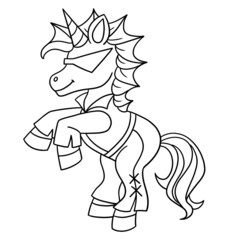 Rockstar Unicorn Isolated Coloring Page for Kids