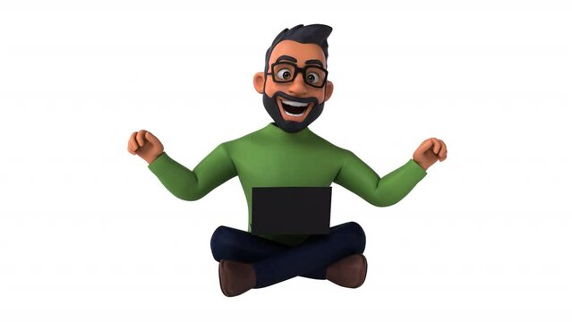 Fun 3D cartoon indian man with alpha