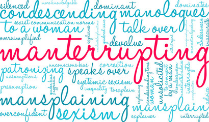 Manterrupting word cloud on a white background. 