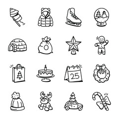 Set of Christmas Doodle Icons