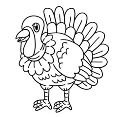 Turkey Coloring Page Isolated for Kids