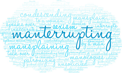 Manterrupting word cloud on a white background. 