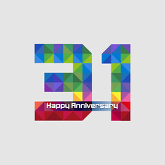 thirty-first birthday, modification number 31 for symbol or icon celebration thirty one year happy anniversary, vector abstract.