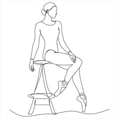 Continuous line drawing. Ballerina ballet dancer. Vector illustration