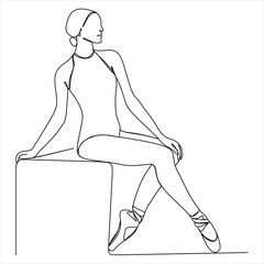 Continuous line drawing. Ballerina ballet dancer. Vector illustration