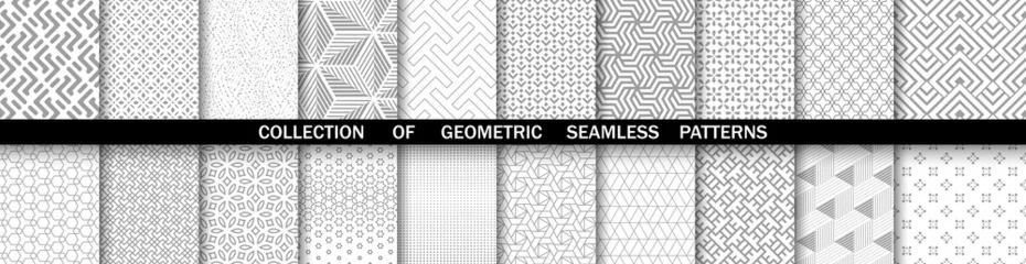 Stoff pro Meter Geometric set of seamless gray and white patterns. Simpless vector graphics. © ELENA