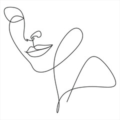 Continuous line Surreal Faces, drawing set faces and hairstyles, fashion concept, minimalist female beauty, vector illustration. Contemporary portrait     