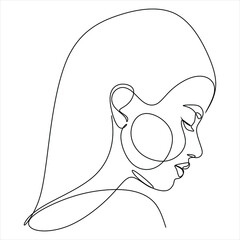 Continuous line Surreal Faces, drawing set faces and hairstyles, fashion concept, minimalist female beauty, vector illustration. Contemporary portrait     