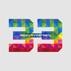 Number 33 in triangular style, modification number 33 for symbol or icon celebration thirty three year happy anniversary, vector abstract.