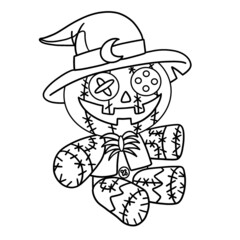 Scarecrow Halloween Isolated Coloring Page
