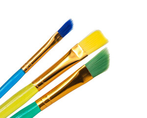 Fototapeta premium Three multicolor brush for paint isolated on the white background