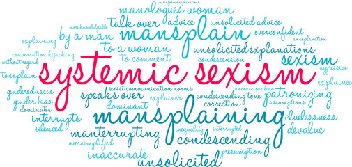 Systemic Sexism Word Cloud on a white background. 
