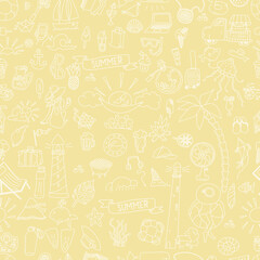 Summer seamless pattern. Print for textile, wallpaper, covers, surface. For fashion fabric. Retro stylization.