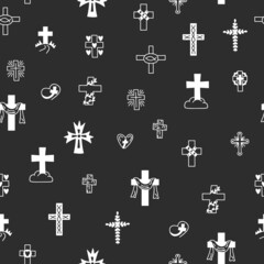 Seamless pattern with Christian crosses. Print for textile, wallpaper, covers, surface. For fashion fabric. Retro stylization.