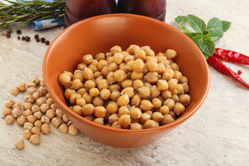 Boiled chickpea in the bowl