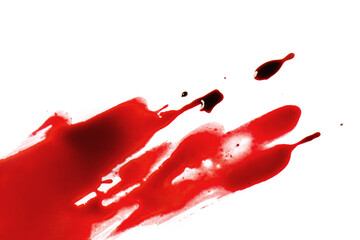 Blood splatter on white background. Graphic resource for design.