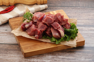 Raw pork cube for roast