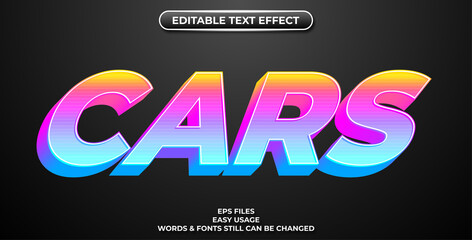 editable text effect cars