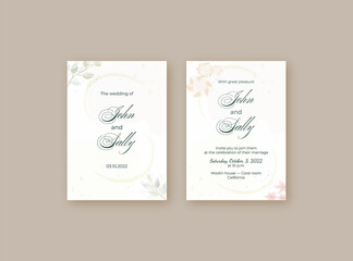 rustic wedding invitation made with watercolor brushes