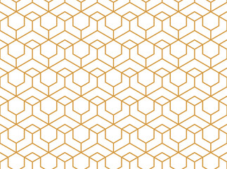 The geometric pattern with lines. Seamless vector background. White and gold texture. Graphic modern pattern. Simple lattice graphic design