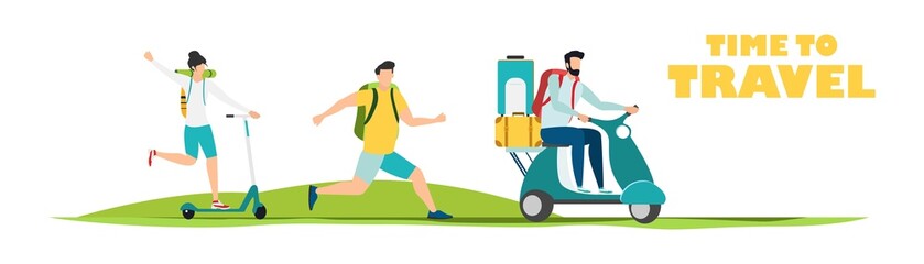 Travel. Summer rest. Family travel. Vacation with friends. Vector illustration.