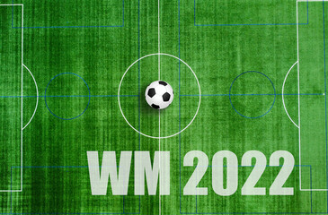 grünes Fußball Spielfeld Hintergrund WM 2022 von oben