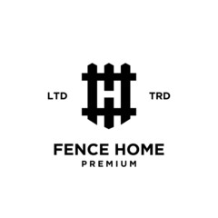 Obraz premium Fence shield with initial letter H vintage logo design