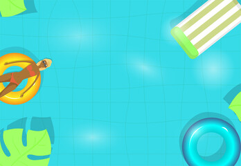 summer template on the background of the pool . view from above. Design of advertising banners. vector illustration.