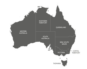 Vector map of Australia with regions or territories and administrative divisions. Editable and clearly labeled layers. - 509345501
