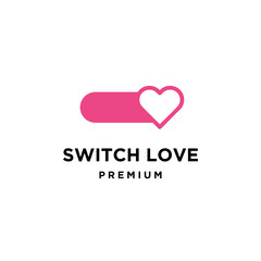 power switch logo with love heart icon design