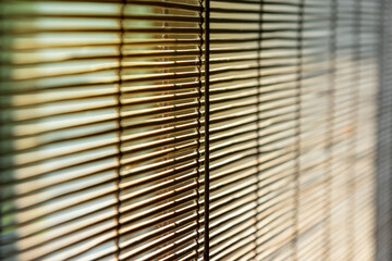 Straw blinds close-up with differential focus.