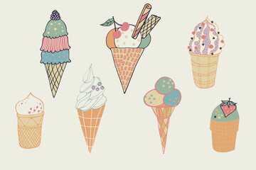 Ice cream vector illustrations set